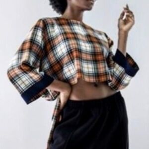 Cedric charlier cropped plaid top